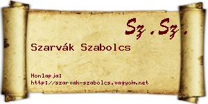 Szarvák Szabolcs névjegykártya